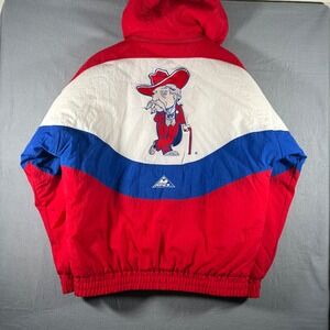 Vintage Apex One Ole Miss Rebels Puffer Jacket Mens M Red White Blue Nylon